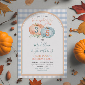 Pumpkin Patch Brother & Sister Autumn Birthday Einladung