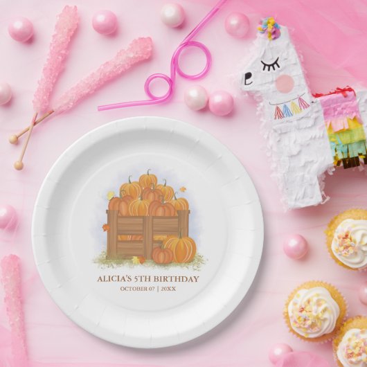 Pumpkin Patch Butterfly Herbstlaubs Geburtstag Pappteller (Party)