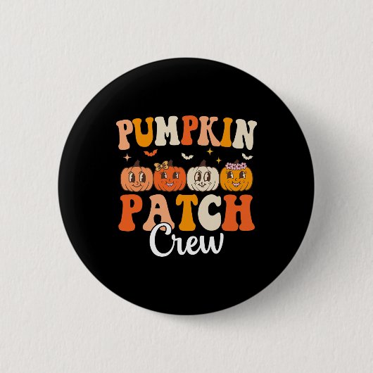 Pumpkin Patch Crew Matching Family Groovy Fall Hal Button (Vorderseite)