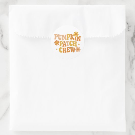 Pumpkin Patch Crew Retro Groovy Fall Autumn Runder Aufkleber (Tasche)