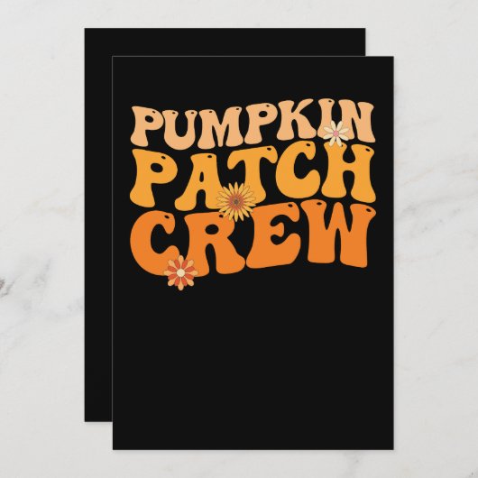 Pumpkin Patch Crew Retro Groovy Herbst Herbst Einladung (Vorne/Hinten)