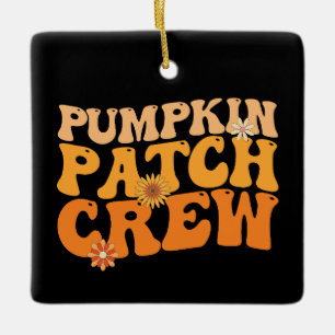Pumpkin Patch Crew Retro Groovy Herbst Herbst Keramikornament