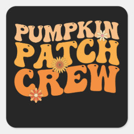 Pumpkin Patch Crew Retro Groovy Herbst Herbst Quadratischer Aufkleber