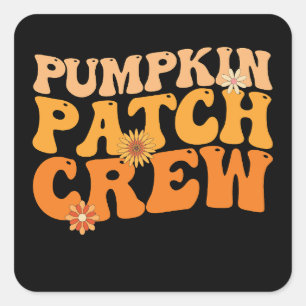 Pumpkin Patch Crew Retro Groovy Herbst Herbst Quadratischer Aufkleber