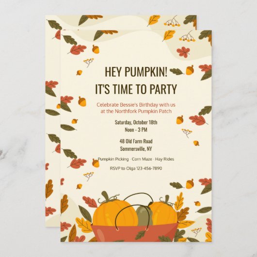 Pumpkin Patch  Einladung (Vorne/Hinten)