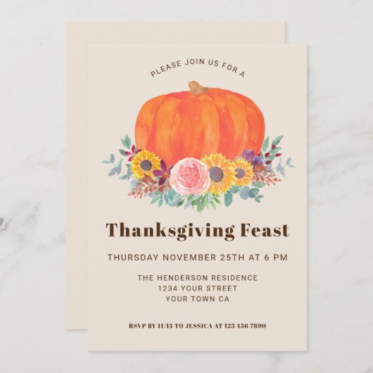 Pumpkin Patch Erntedank Dinner Einladung (Vorne/Hinten)