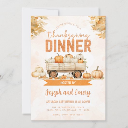 Pumpkin Patch Erntedank Dinner Party Einladung (Vorderseite)