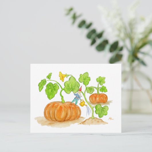 Pumpkin Patch Gnome Postkarte (Stehend Vorderseite)