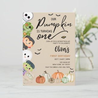 Pumpkin Patch Halloween 1. Geburtstag Einladung