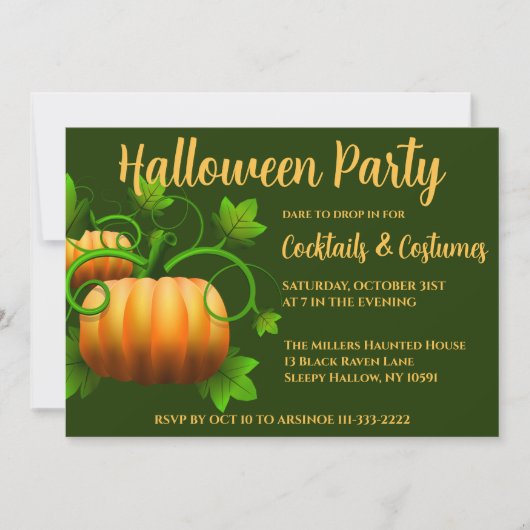 Pumpkin Patch Halloween-Party Einladung (Vorderseite)