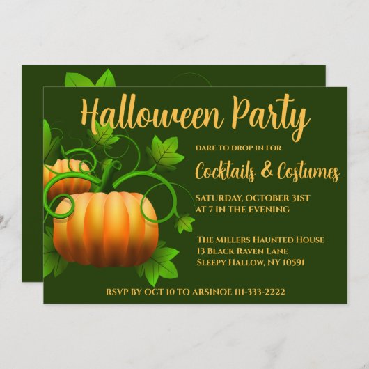 Pumpkin Patch Halloween-Party Einladung (Vorne/Hinten)