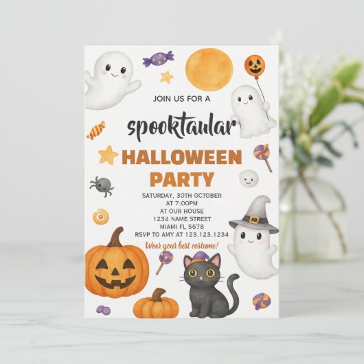 Pumpkin Patch Halloween-Party Einladung (Stehend Vorderseite)