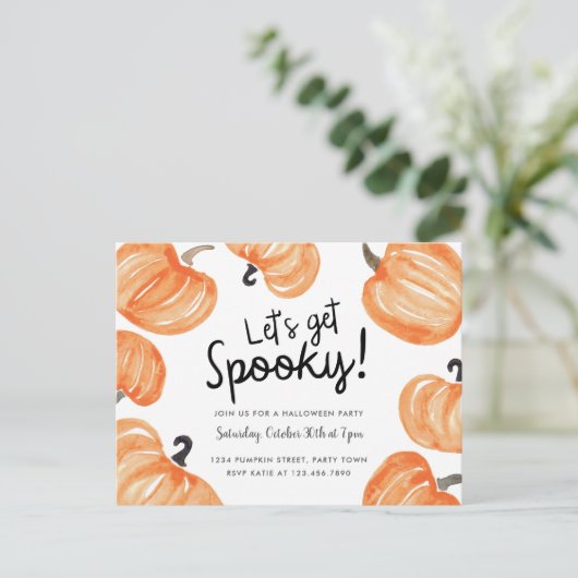 Pumpkin Patch Halloween-Party Einladungspostkarte (Stehend Vorderseite)