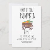 Pumpkin Patch Halloween Pumpkins Wagon drehen zwei Einladung (Vorderseite)