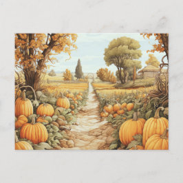 Pumpkin Patch Herbst Blätter Bäume Halloween Feiertagspostkarte