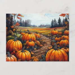 Pumpkin Patch Herbst Blätter Bäume Halloween Feiertagspostkarte