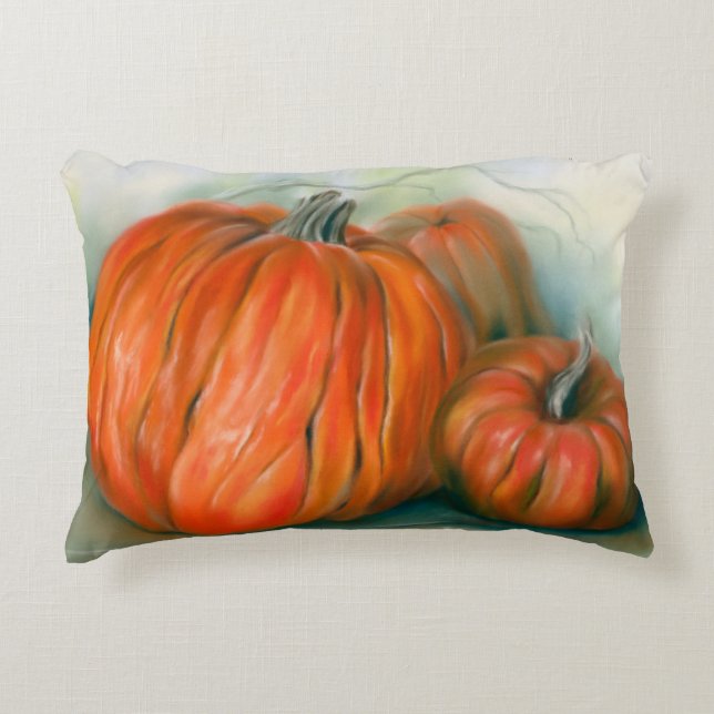 Pumpkin Patch Herbsttrio Pastel Art Dekokissen (Vorderseite)