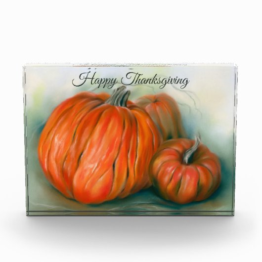 Pumpkin Patch Herbsttrio Pastel Art Erntedank Fotoblock (Vorderseite)