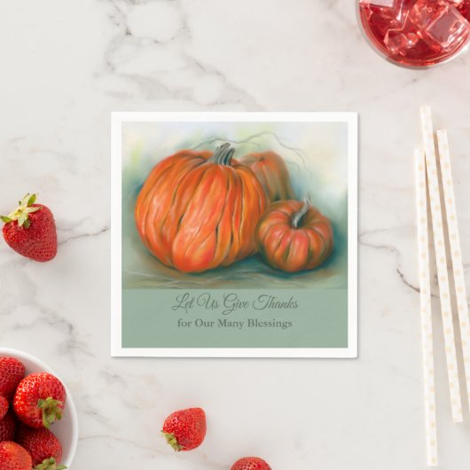 Pumpkin Patch Herbsttrio Pastel Art Erntedank Serviette (Beispiel)