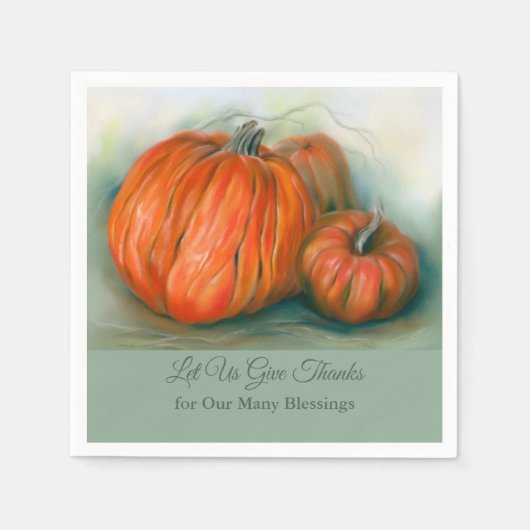 Pumpkin Patch Herbsttrio Pastel Art Erntedank Serviette (Vorderseite)