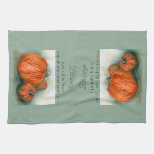 Pumpkin Patch Herbsttrio Pastel Art Geschirrtuch (Horizontal)