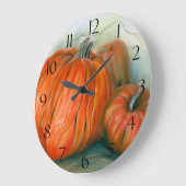 Pumpkin Patch Herbsttrio Pastel Art Große Wanduhr (Winkel)