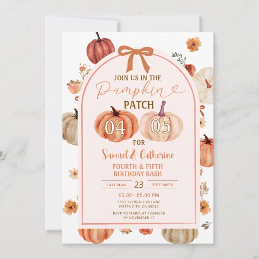 Pumpkin Patch joint brothers birthday bash Autumn Einladung (Vorderseite)