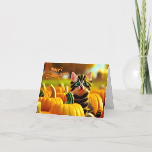 Pumpkin Patch Kitten Erntedank Card Feiertagskarte (Vorderseite)
