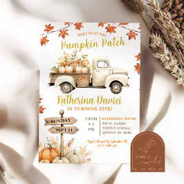 Pumpkin Patch Maple Blätter Birthday Girl Einladung