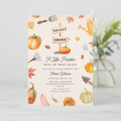 Pumpkin Patch Neutral Fall Baby Dusche Einladung (Stehend Vorderseite)