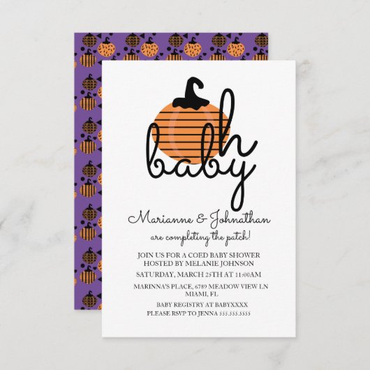 Pumpkin Patch Oh Baby Pumpkins Baby Dusche Einladung (Vorne/Hinten)
