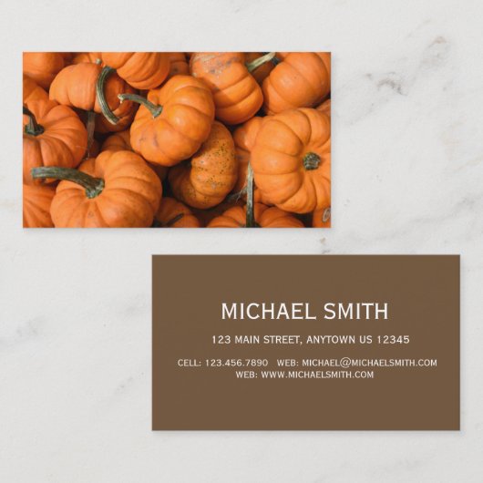 Pumpkin Patch Orange Harvest Garden Gourds Foto Visitenkarte (Vorne/Hinten)