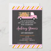 Pumpkin Patch orange pink Mädchen 1. Geburtstag Einladung (Vorderseite)