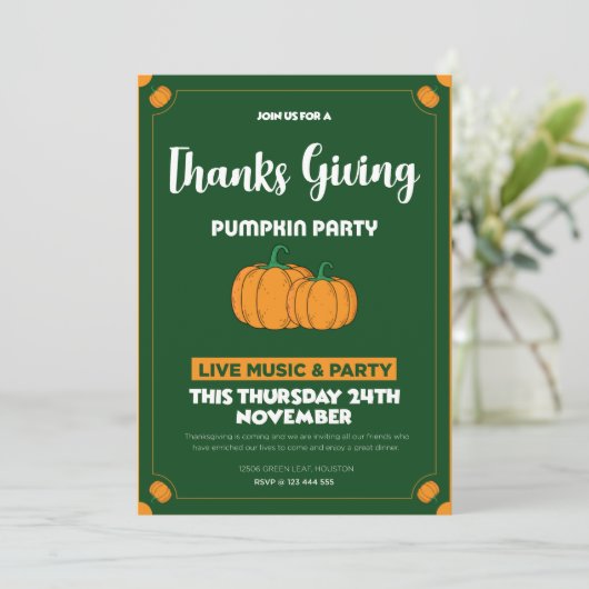 Pumpkin Patch Party Eine ernste Ansammlung Delikat Einladung (Stehend Vorderseite)