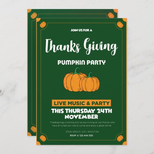 Pumpkin Patch Party Eine ernste Ansammlung Delikat Einladung (Vorne/Hinten)