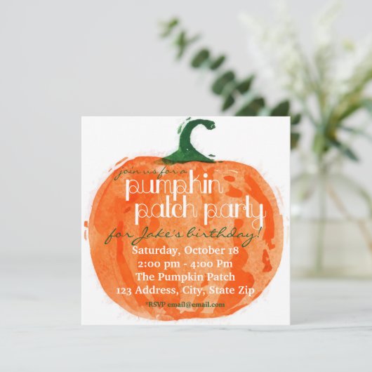 Pumpkin Patch Party Einladung (Stehend Vorderseite)