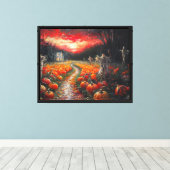 Pumpkin Patch Path Spuk Bauernhaus bei Sunset Leinwanddruck (Insitu (Holzboden))
