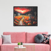 Pumpkin Patch Path Spuk Bauernhaus bei Sunset Leinwanddruck (Insitu (Wohnzimmer))