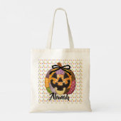 Pumpkin Patch Quilt Halloween Personalize Name Tragetasche (Rückseite)