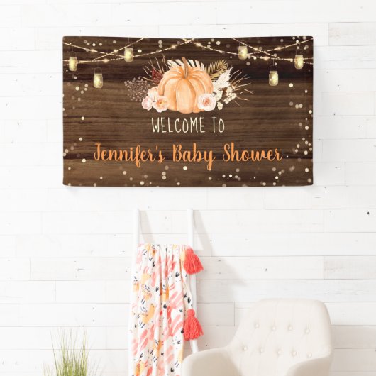 Pumpkin Patch Rustic String Lights Baby Dusche Banner (Insitu)