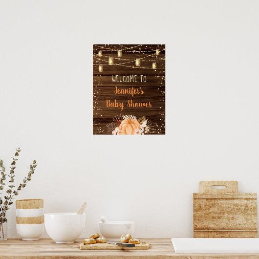Pumpkin Patch Rustikale String Lights Baby Willkom Poster (Küche)