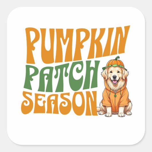 Pumpkin Patch Saison Golden Retriever Fall Quadratischer Aufkleber (Vorderseite)