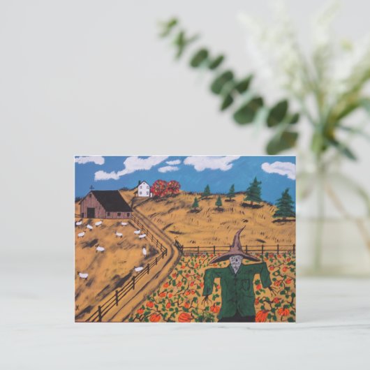 Pumpkin Patch Scarecrow Postkarte (Stehend Vorderseite)