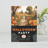 Pumpkin Patch Schönes Schwarzes Halloween im Herbs Einladung (Stehend Vorderseite)