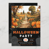 Pumpkin Patch Schönes Schwarzes Halloween im Herbs Einladung (Vorne/Hinten)