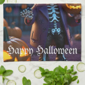 Pumpkin Patch Skeleton Companion Geschirrtuch (Gefaltet)