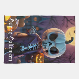 Pumpkin Patch Skeleton Companion Geschirrtuch