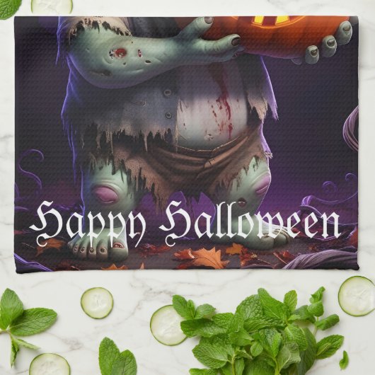 Pumpkin Patch Skeleton Companion Geschirrtuch (Gefaltet)