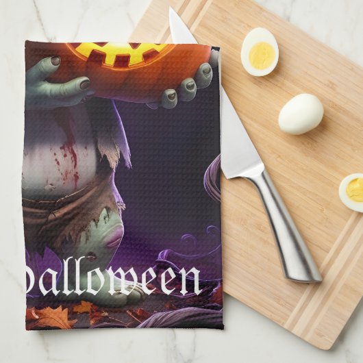 Pumpkin Patch Skeleton Companion Geschirrtuch (Viertel Falte)