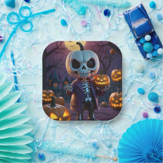 Pumpkin Patch Skeleton Companion Pappteller (Party)